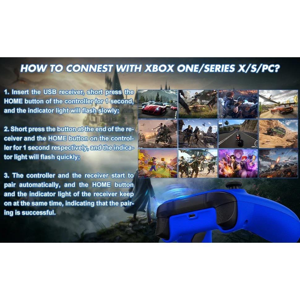 Gamepad 2.4GHz Joypad for Xbox One, Xbox Seris S/X Pc Console Dual Vibra with Six Axis Turbo Gyroscope Wireless Game Controller