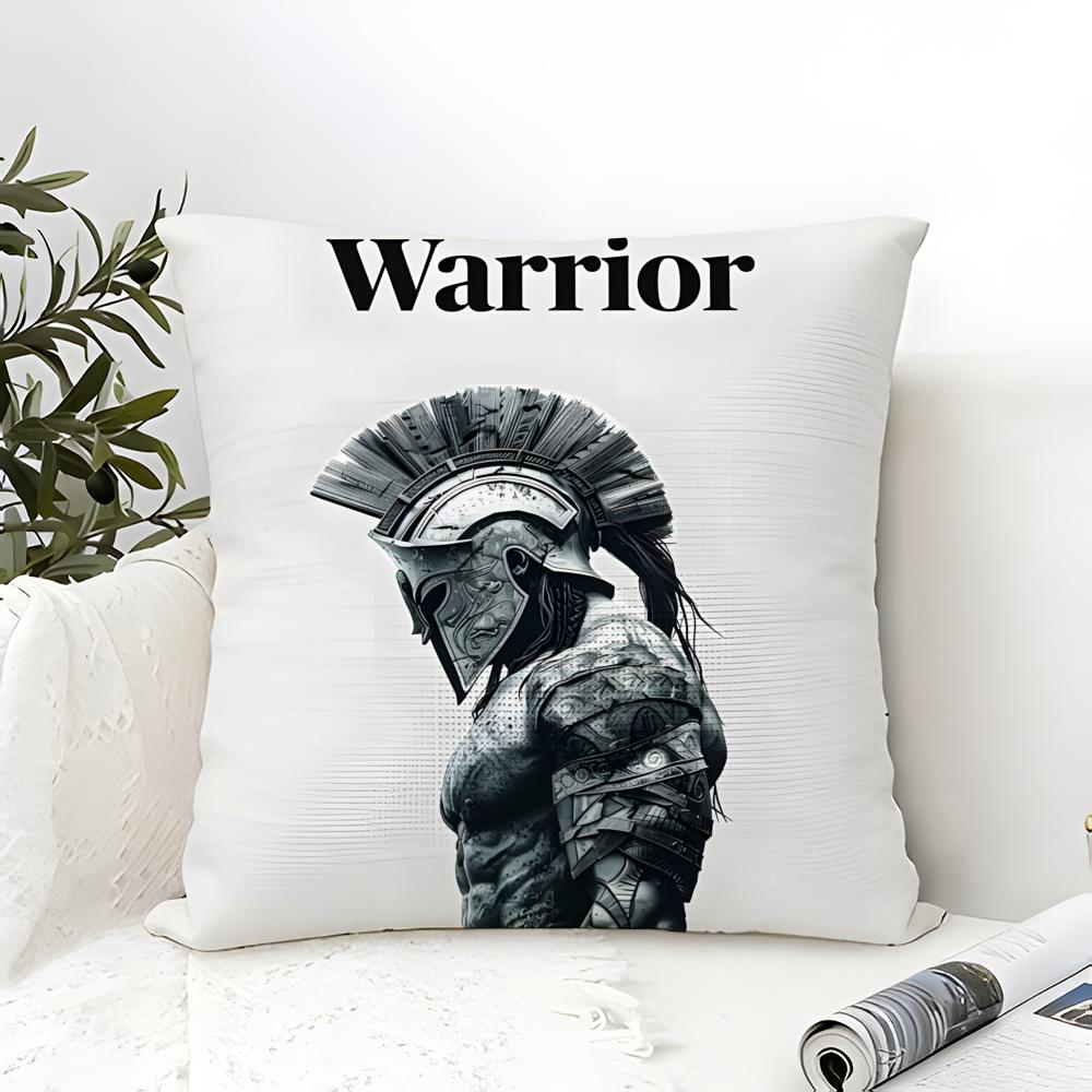 Cute Cartoon Warriors Brave Spartans 2 Pillow Case Linen Pillow Case Sofa Home Decor Cushion Cover Cushion Cove