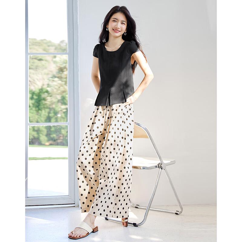 Stylish Summer Pleated T-shirt & Wide-leg Pants Set