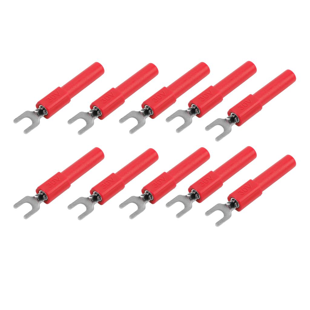 10pcs 4mm Fork Spade Wire Connectors U Type Electrical Crimp Terminal for Testing Multimeter