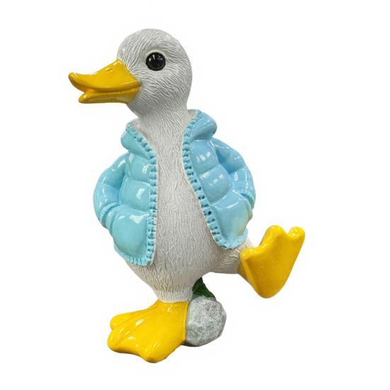 Duck Figurine Ornaments, Resin Cute Duck Sculpture with Down Jacket Desktop Decor for Home Office Car, Duck Miniature Scene Decoration