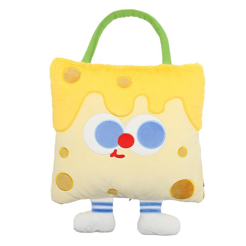 Cartoon Hamburger Embroidered Pillow Blanket With Plush Cover For Kids And Car Travel Comfort