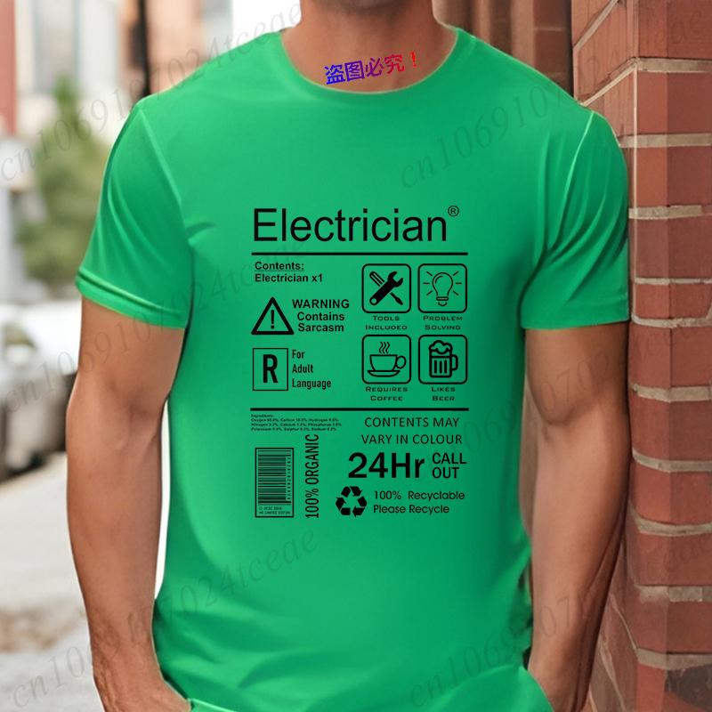 Electrical Engineer Design Tops Fashion Summer Men O-Neck Tees Shirt Funny Electrician Package Care Instructions Print T-shirts