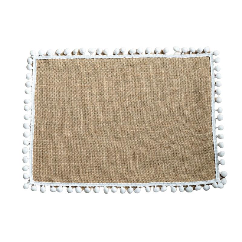 Braided Placemats Heat Resistant Jute Fringe Table Mats Hand Woven Non-Slip Place Mats Tea Cup Pad Indoor Dining Table Decor New