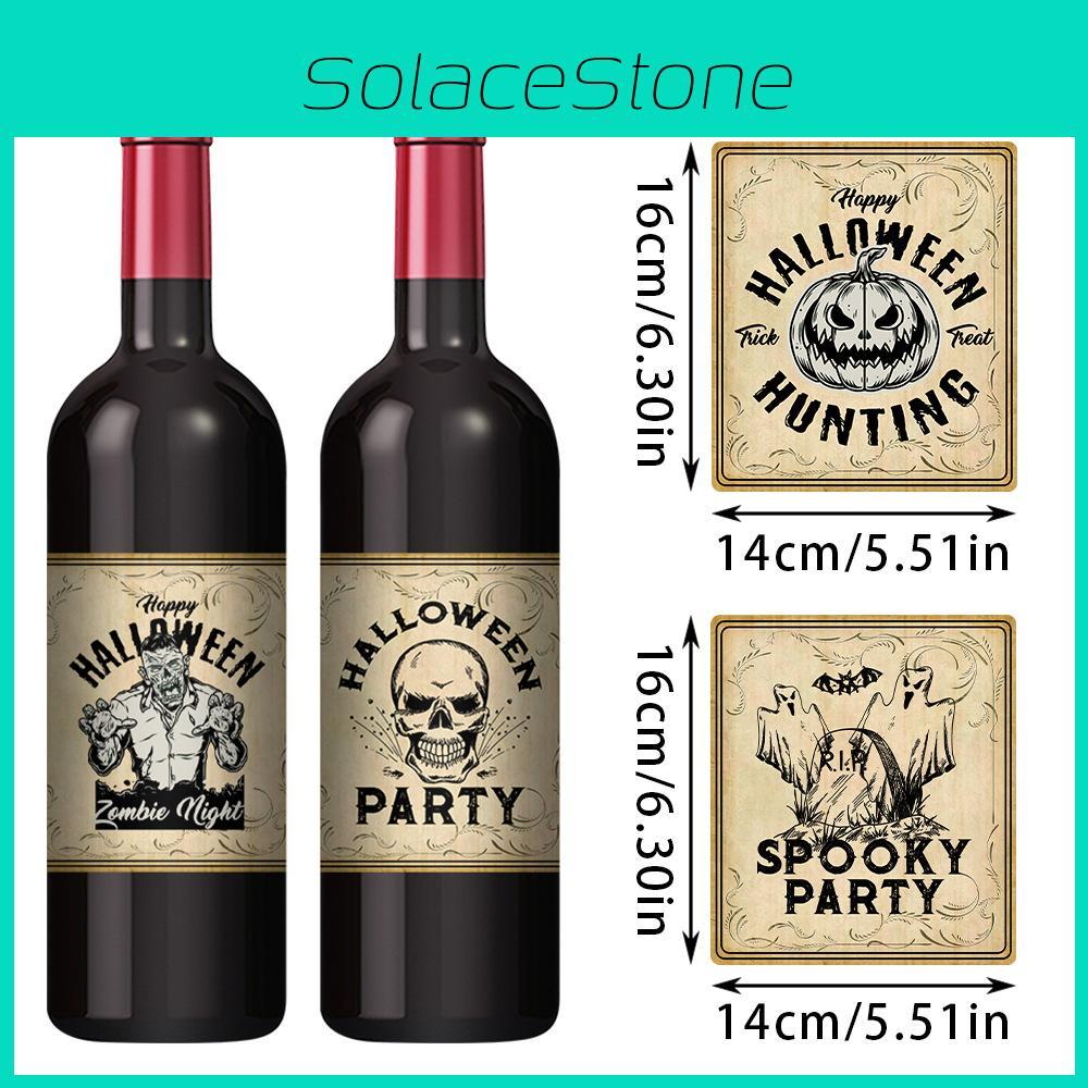 Halloween Bottle Vintage Labels With Pumpkin Face Stickers Party Decor Venue