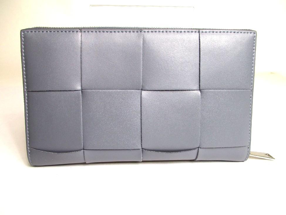 Authentic BOTTEGA VENETA Cassette Gray Leather Zip Around Wallet Long Wallet #b251 Open box