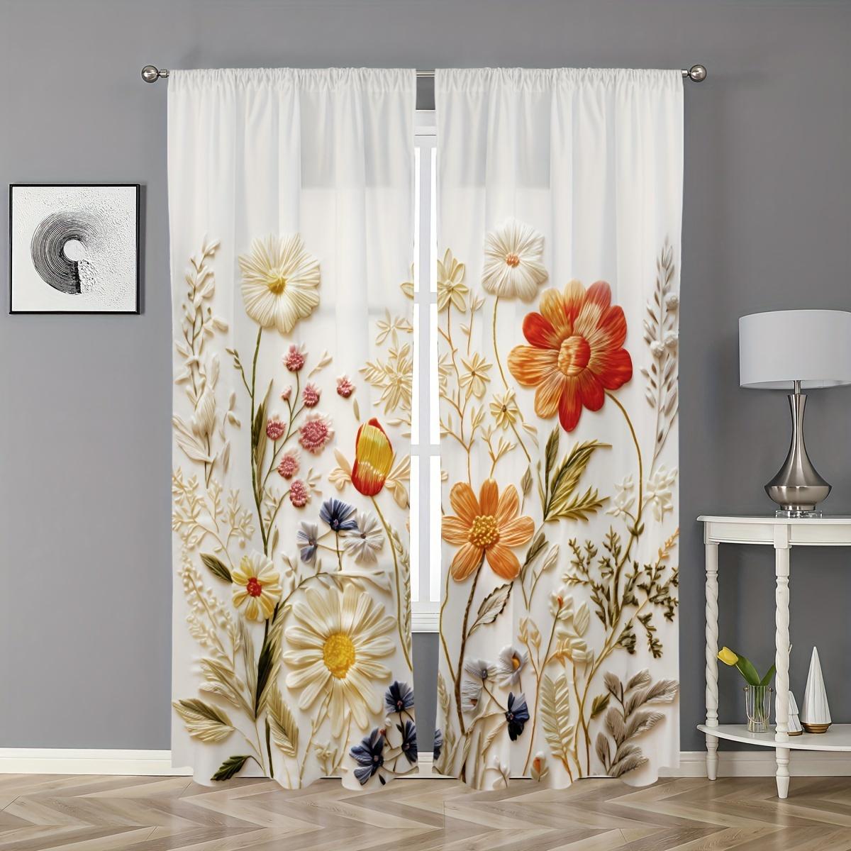 

Винтажный декор для гостиной в стиле бохо, элегантные шторы с принтом роз, легко повесить на окно гостиной или спальни, 2 шт. 100W130H(CM)40x51in&Grommet Top