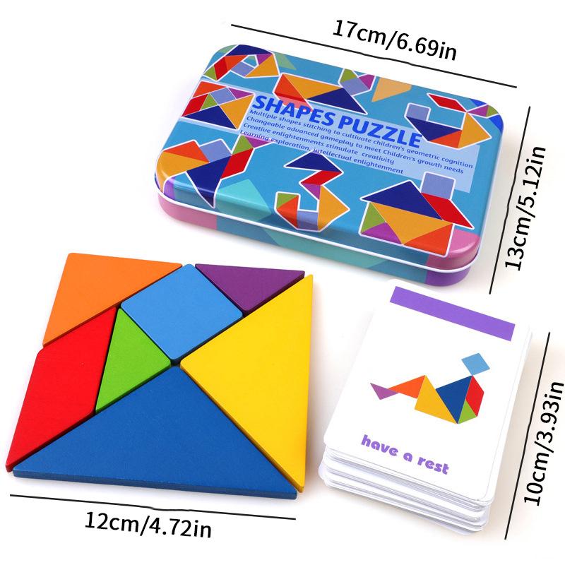 3D Wooden Pattern Animal Jigsaw Puzzle Colorful Tangram Toy Kids Montessori Early Education Sorting Games Toys Children Gift
