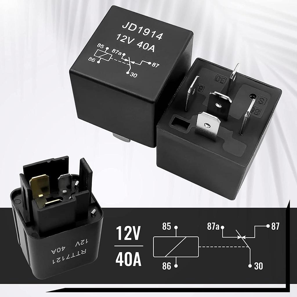 KILIGEN 12V Relay Box and JD1914 40A Relays and Relay with 6 Blade Waterproof Universal Fuse Relay Box for and Marine Boats Fuse, 5-Pin (Five) 4-Pin