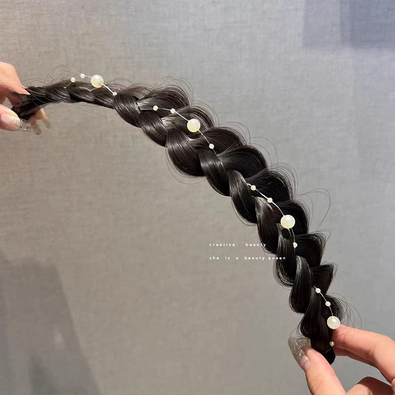 Pearl Fishbone Braid Non-Slip Fluffy Headband - Versatile Age-Reducing Hair Accessory