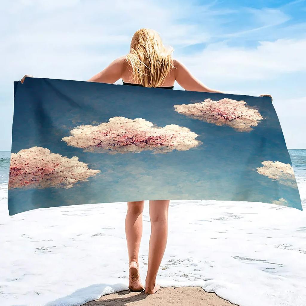 Pink Cherry Blossoms Branch Floral Pattern Soft Highly Absorbent Large Beach Towels Quick Dry Absorbent Bath Towels Blanket