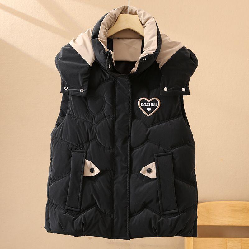 New Cotton Vest Short Autumn and Winter New Hooded Padded Cotton Vest Vest Vest Jacket