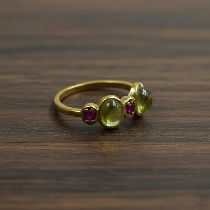 Simple and Fashionable Green Pink Alternating Oval Synthetic Zircon Women's Ring for Daily Wear Party Jewelry Accessories Gifts
