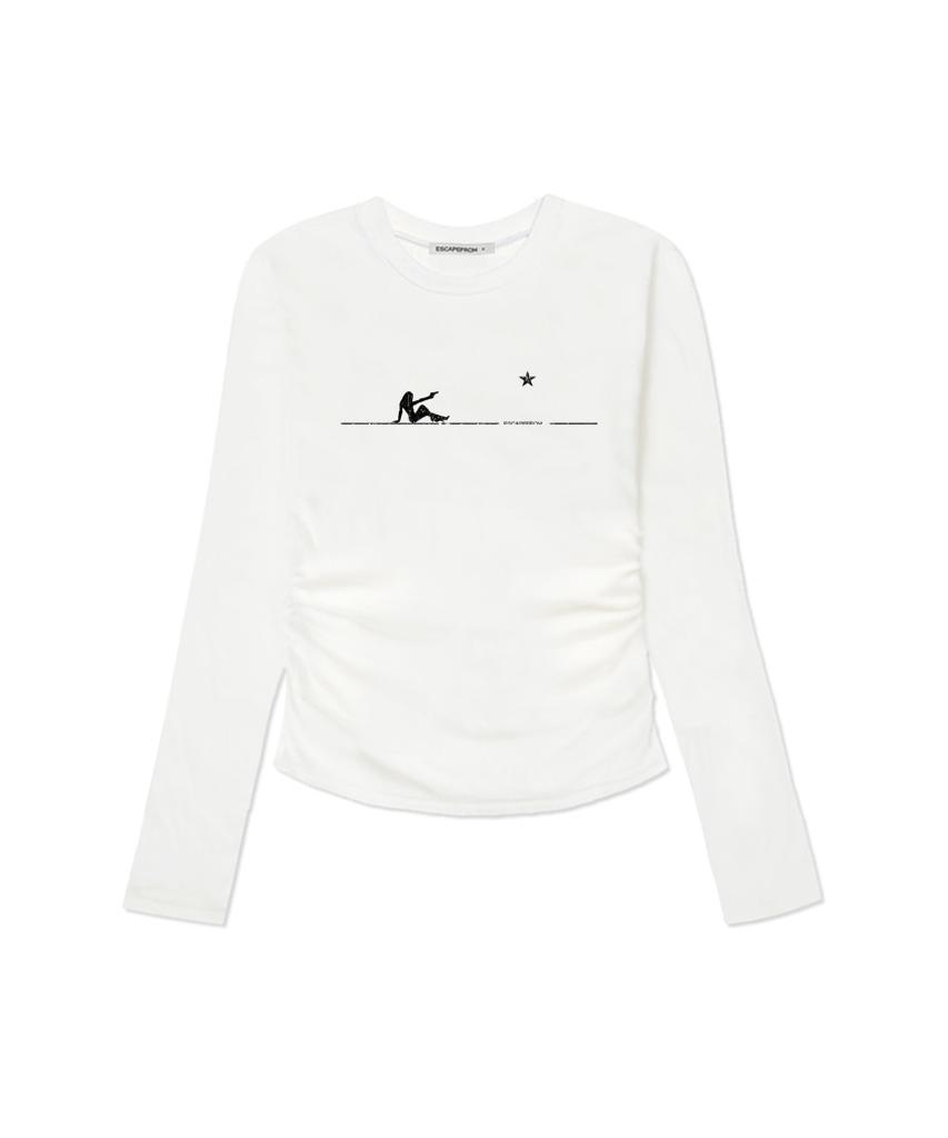 ESCAPEFROM Woman And Gun Print Slim Fit Shirred Long Sleeve [4 Colors]
