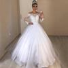 Elegant One-Shoulder V-Neck Slim European & American Wedding Dress with Fluffy Lace Train