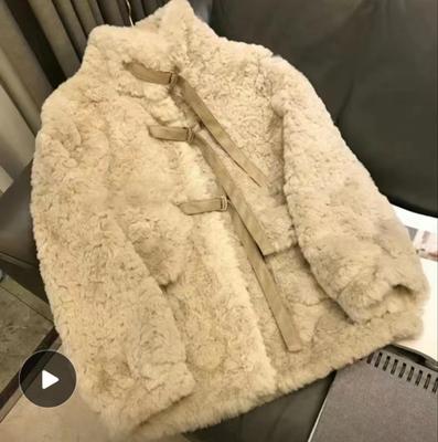 Lamb Wool Imitation Fur Coat Women's New Cotton Thickened Imitation Rabbit Fur Coat Autumn and Winter