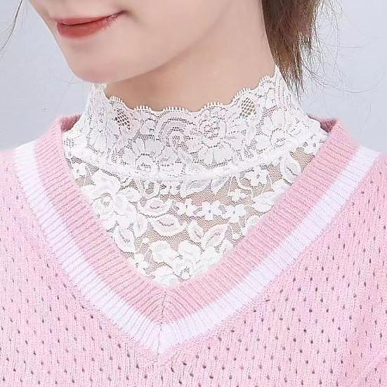 Fake Collar Turtleneck Hollow Out Flower Embroidery Detachable Shirt Design Clothing Accessories Breathable Lady Shirt Lace False Collar for Daily
