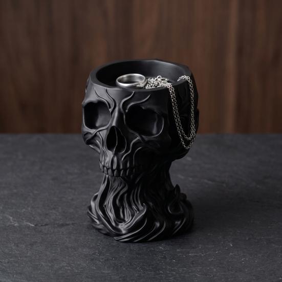 Small Item Storage Bowl 3D Printed Gothic Skull Decorative Catchall Bowl, Holder for Key Unique Entryway Coin Jewelry, Dark Art Desktop Ornament Home