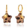Youthway Leopard Print Acrylic Star Drop Earrings For Women  Gold Plated Stainless Steel Moon Sun Asymmetric Earrings Gift