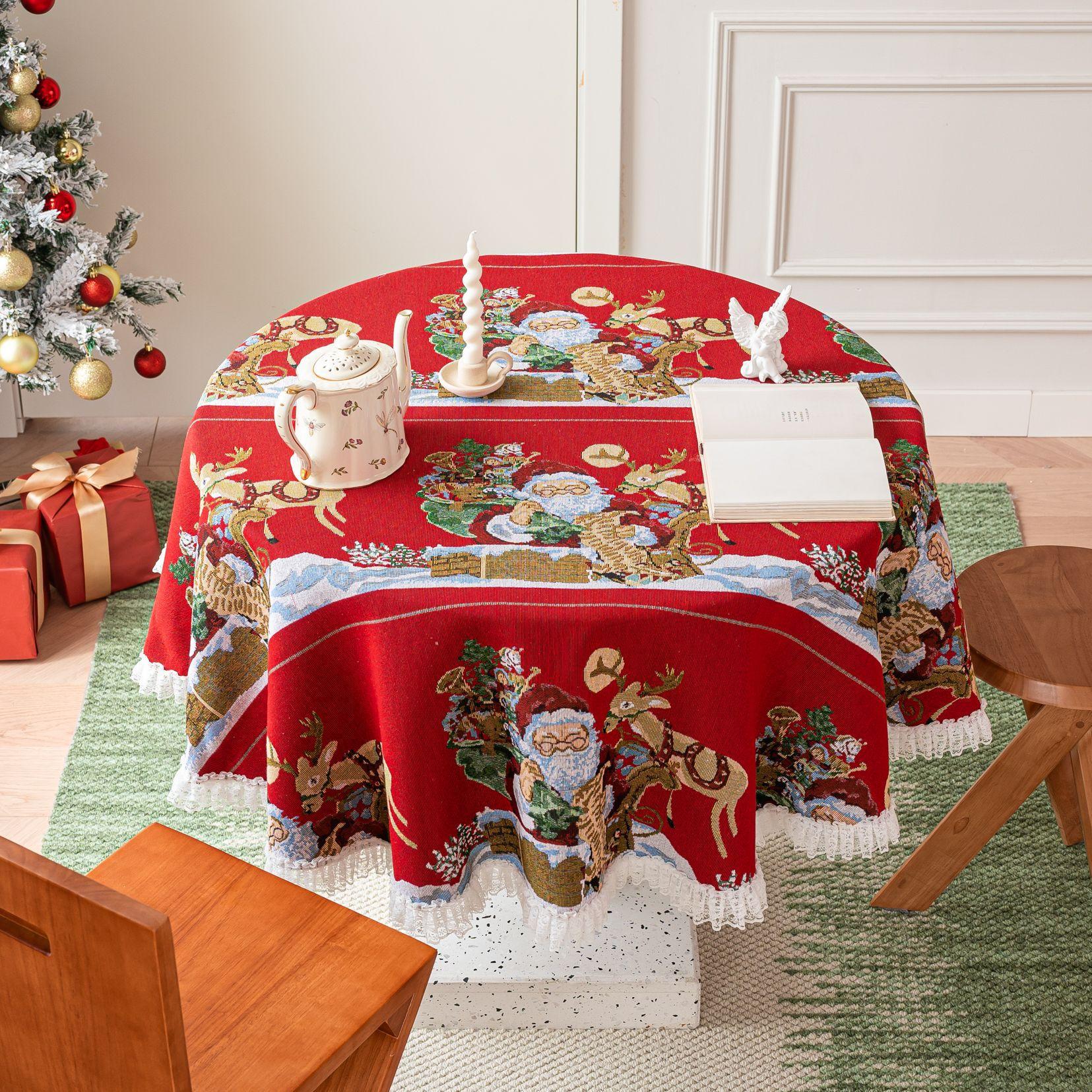 

Обеденный стол скатерть с бахромой вышитая клетчатая ткань для домашнего хозяйства, ветер высокого класса прямоугольный журнальный столик Round 152cm