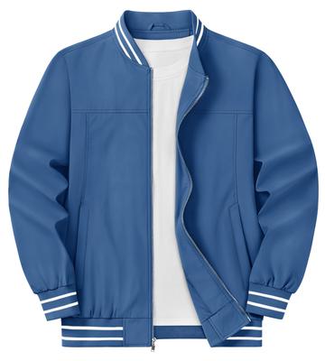 KEFITEVD Men's Windbreaker Jacket Lightweight Waterproof Bomber Coat Blue S