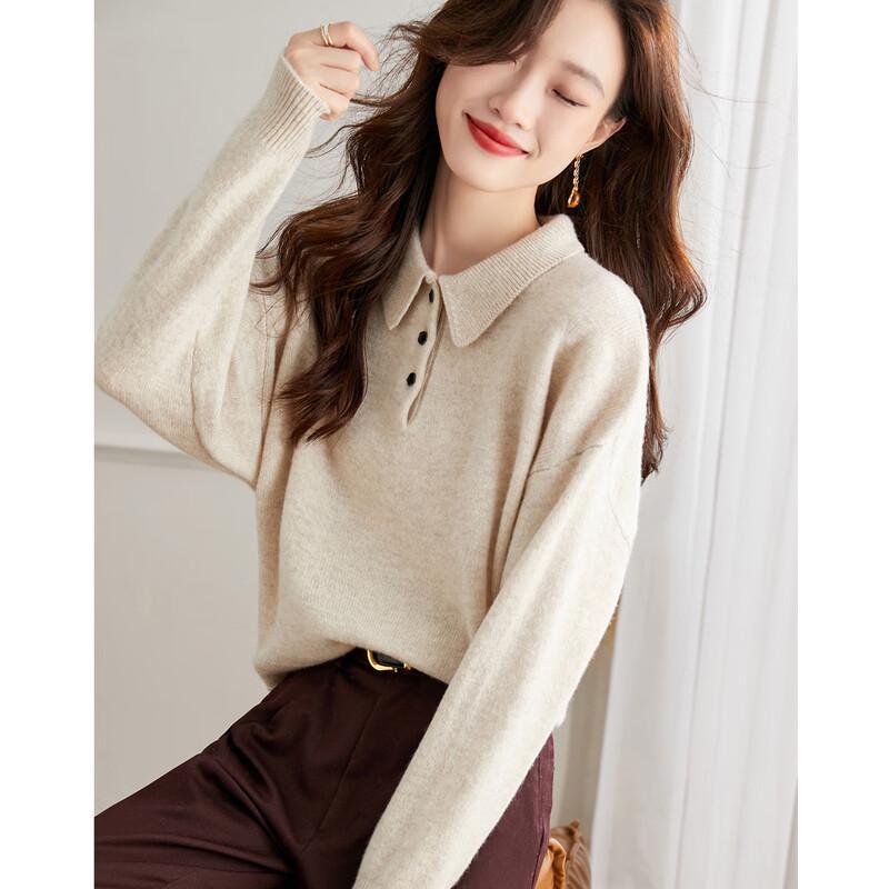 

Srcr Women s 100% Wool Polo Collar Sweater L