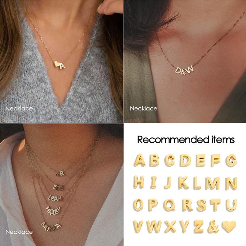 Stainless Steel Non-Fading English Letter Pendant Charms for DIY Jewelry, 26 Letters Available