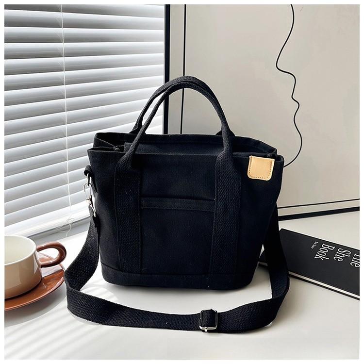 Canvas Tote Bag For Women With Zipper Pocket Casual Street Fashion Daily Use