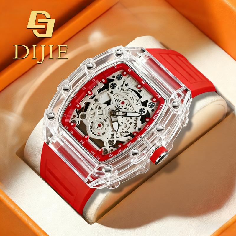 

Spring Men S And Women S Watches Openwork Quartz Watch Transparent Case Trend Simple Luminous Student Couple Watch красный