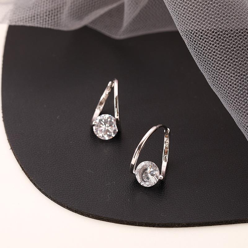 925 Silver Korean Zircon Hoop Earrings Simple Temperament Exquisite Semale Sexy Jewelry Gift