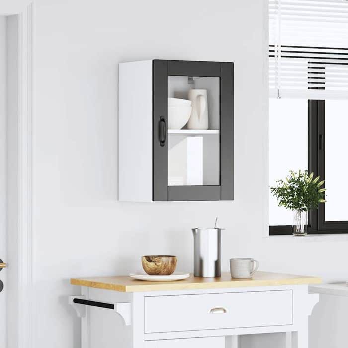 VidaXL Armoire murale de cuisine avec porte en verre Porto noir 854008