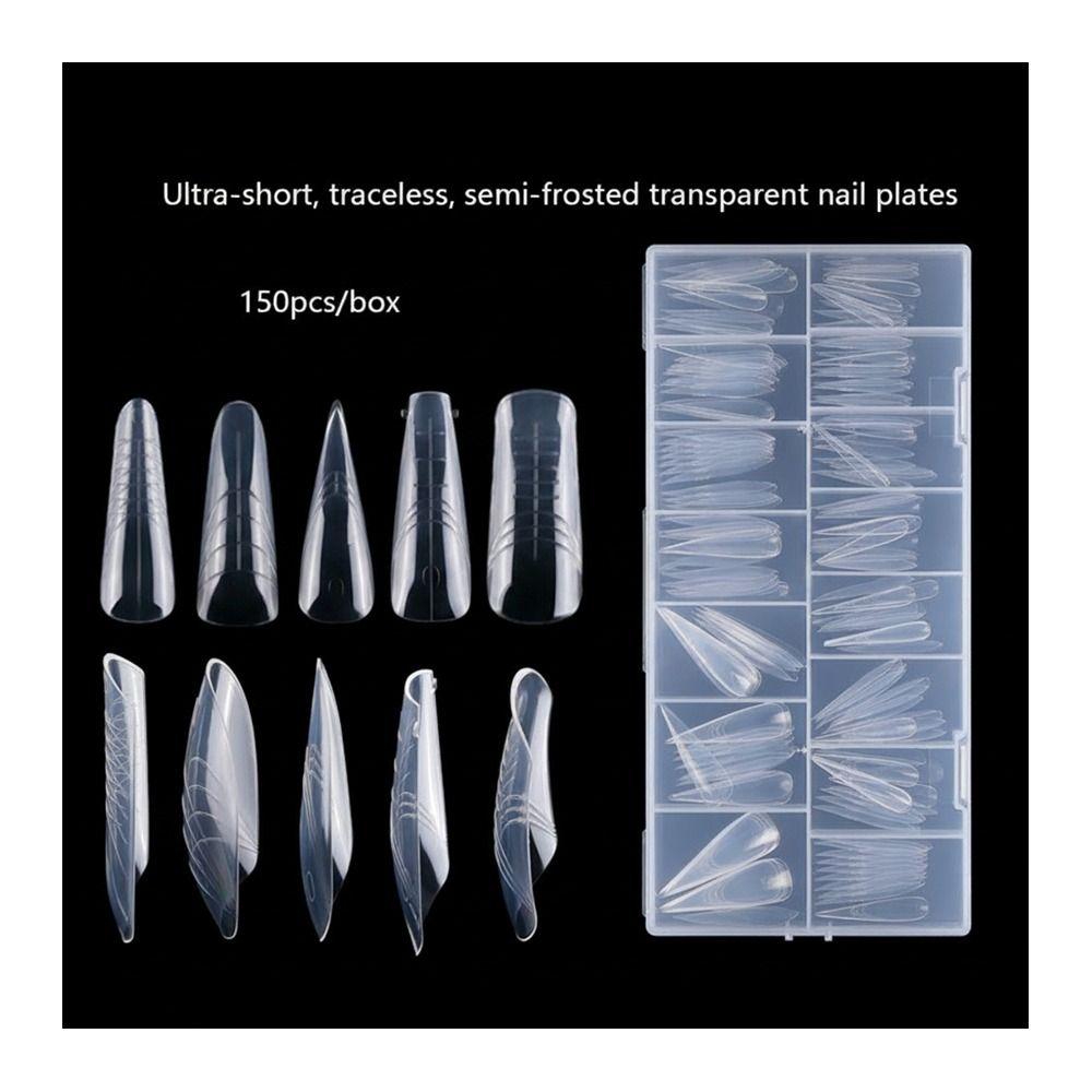 150Pcs Transparent Full Cover Nail Tips 15 Sizes Space Nail Forms Sandwich Nail Forms  Home Salon