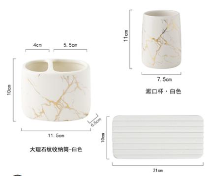 Toothpaste Toothbrush Holder Marbling Ceramics Bathroom Toothbrush Cup Multifunction Toothbrush Barrel Bathroom Supplies Rack