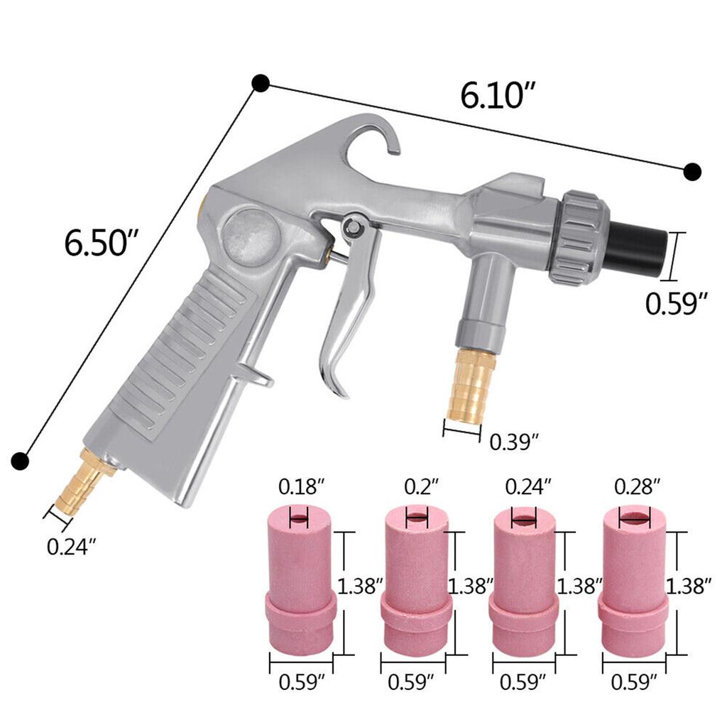 Air Sandblasting Gun Kit With Siphon Feed Nozzles Multipurpose Pipe Sand Blaster For Surface Polishing