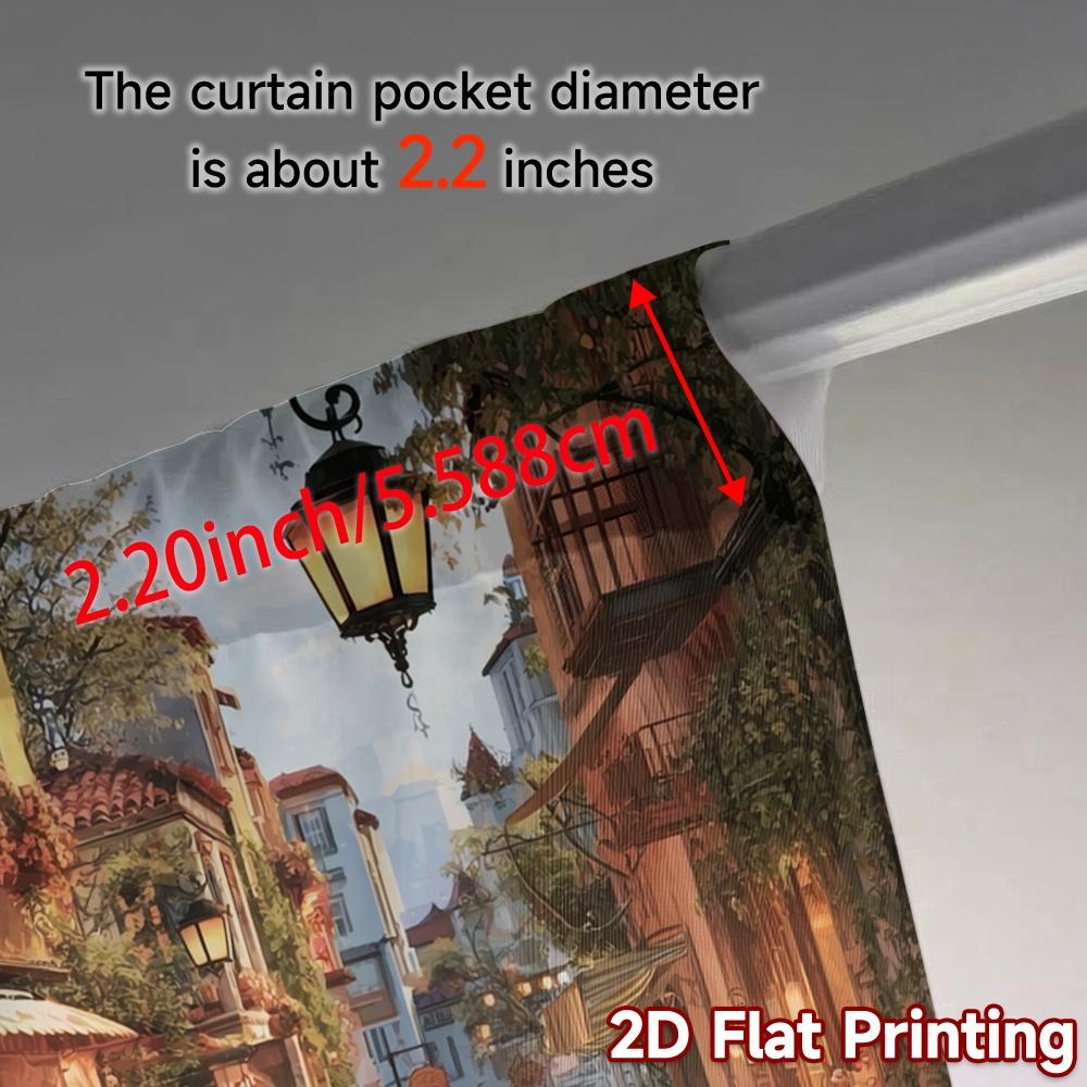 2pcs, 2D FLAT PRINTING Curtains (Without Rod) Cozy Street Fashionable Modern Curtains Yarn Curtains Holiday Ldeal for digital