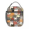 Cartoon Cute Black Cat Pattern Insulated Lunch Bag for Women Kids Portable Food Boxes Thermal Lunch Box Tote