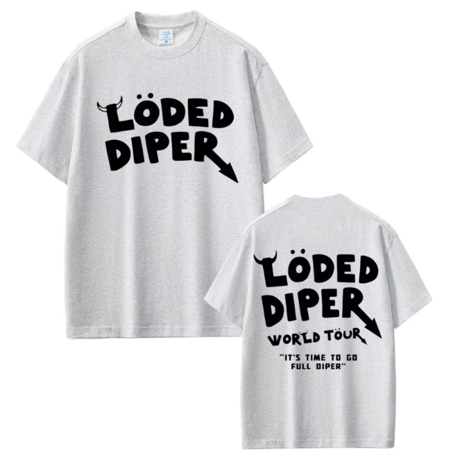 

Loded Diper World Tour T-shirt Men Women Clothing Vintage Rock Oversized Short Sleeve T-shirts Men s Casual Cotton T Shirts S чёрный