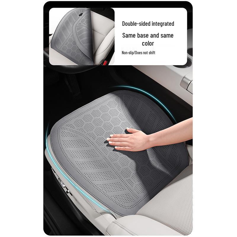 Universal Perforated Suede Leather Car Seat Cushion - Breathable for All Seasons