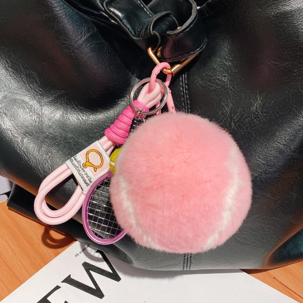 Backpack Hanging Tennis Ball Plush Pendant Plush Plush Tennis Keychain  Creative Gift