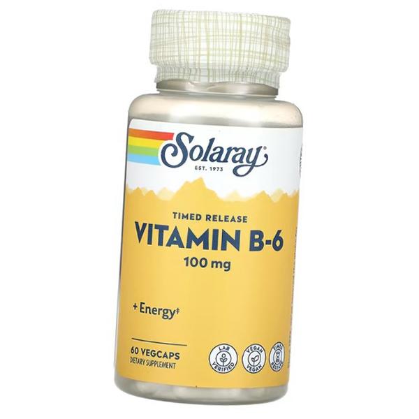 

Витамин В6, Пиридоксин гидрохлорид, Timed-Release Vitamin B-6 100, Solaray 60вегкапс (36411088) 60vcaps