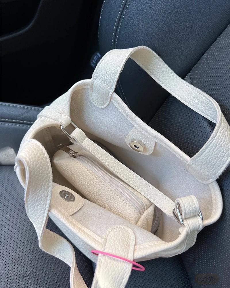 Vegetable Basket Handbag Simple Soft Leather One-shoulder Bucket Bag Female