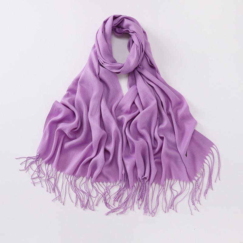 Autumn and winter various solid color imitation cashmere scarves women's monochrome thickened warm fringed shawl scarf scarf bright red scarf