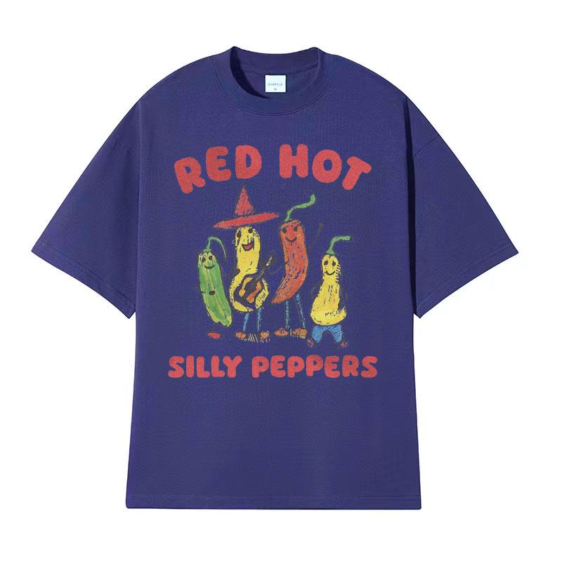 

Red Hot Silly Peppers Funny Meme T Shirts Men Women Vintage High Quality Tops T-shirts Male Summer Casual Cozy Oversized T-shirt XXXXXL темно-синього кольору