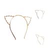Alloy Cat Ear Headband Pearl Rinestone Hairband Headwear Costume Fancy Party