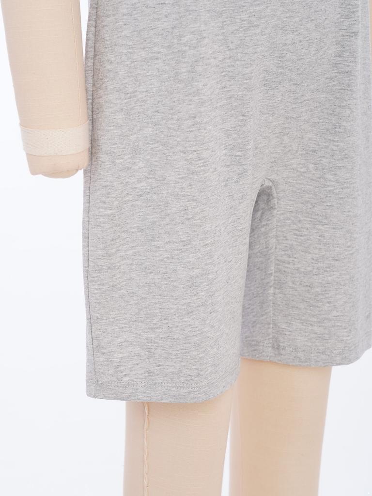 Unisex Odzież dla Dzieci ze Specjalnymi Potrzebami Okrągły Dekolt Krótki Rękaw Niewidoczny Zamek z Tyłu Jednolity Kolor Kombinezon Adaptacyjny