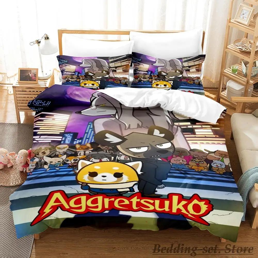 Aggretsuko Bedding Set Single Twin Full Queen King Size Bed Set Aldult Kid Bedroom Duvetcover Sets Anime Parure De Lit Bed