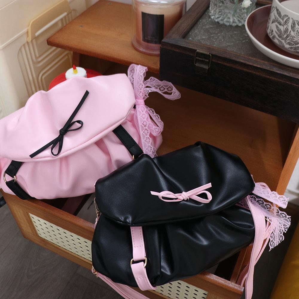 Pleated Y2k Shoulder Bags Korean Style Bow Lace Handbag Ins Balletcore Underarm Bag  Outdoor