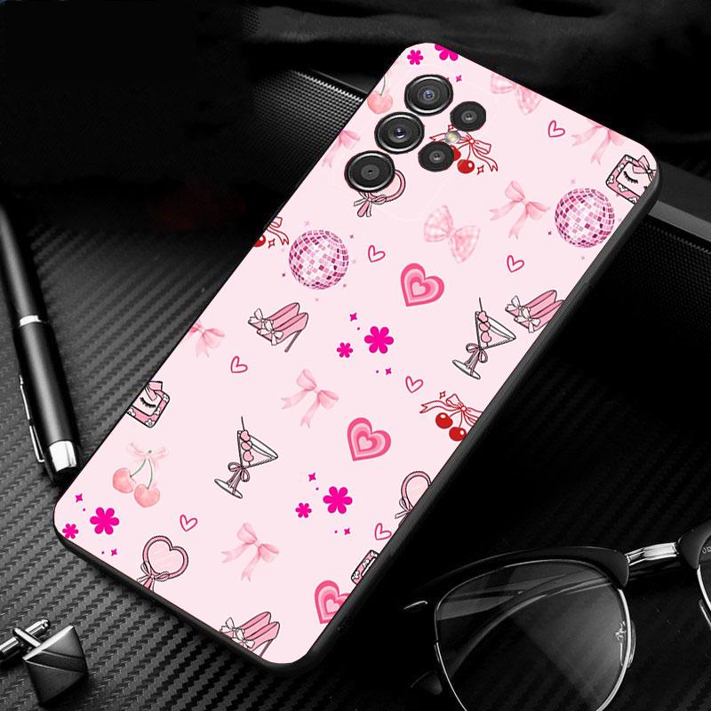 Phone Case For Samsung Galaxy S26 S25 S24 S23 S22 Ultra S23 S22 S25 Plus S24FE S23FE S26Edge Cute Pink Heart Bow
