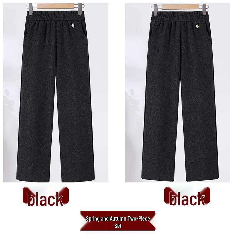 2024 Fashionable High-Waisted Woolen Pants for Middle-Aged & Elderly Women - Elastic Waist, Loose Fit, Plus Size for Autumn/Winter