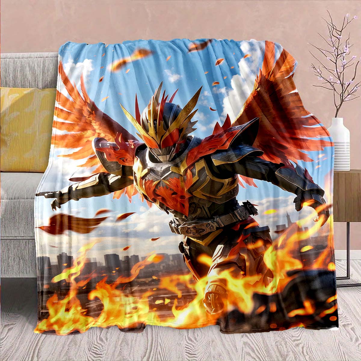 

Kamen Rider Anime Flannel Blanket – Soft, Warm, Perfect for Sofas, Bedding, Camping, Travel, Office, and Home Decor – QJY 75x90cm